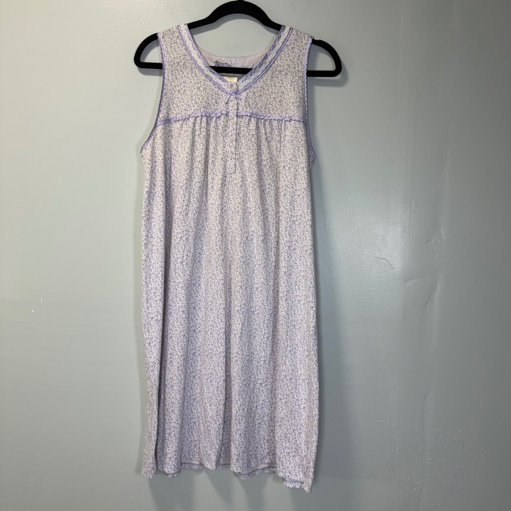 Secret Treasures Sleepwear Purple Floral Lace‎ Trim Sleeveless Nightgown Large
